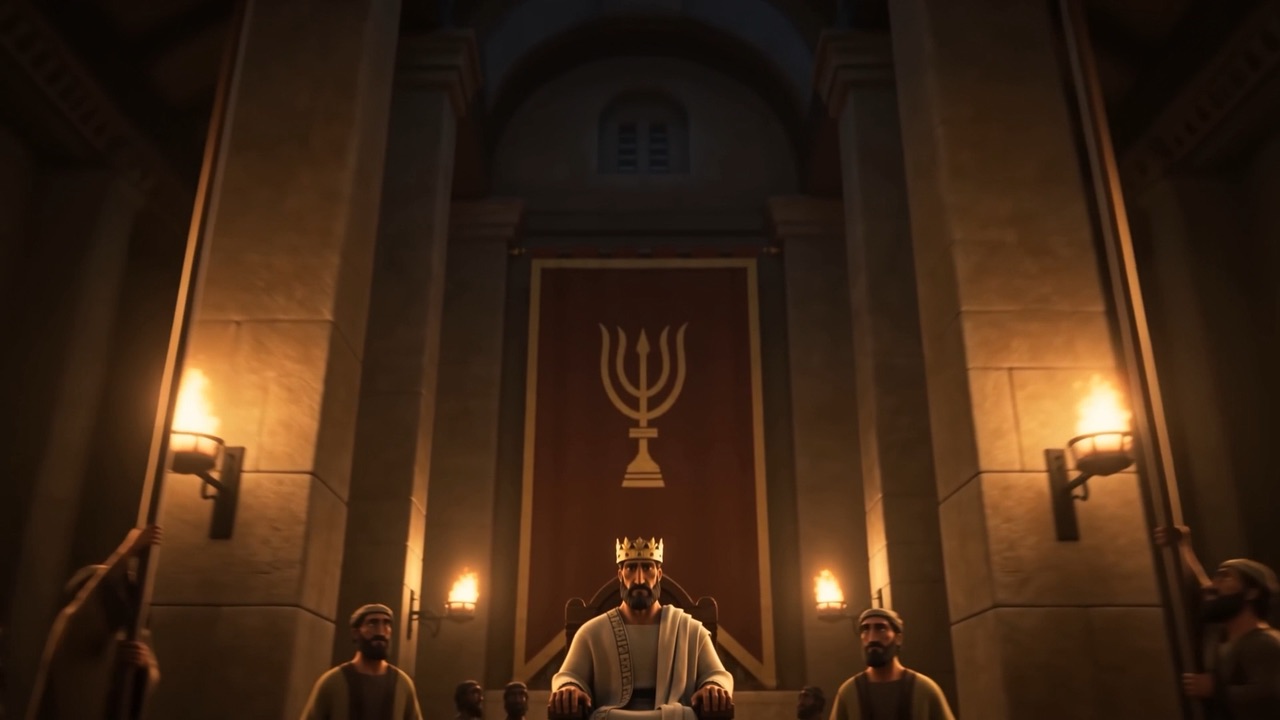 In the south, a throne under a lampstand