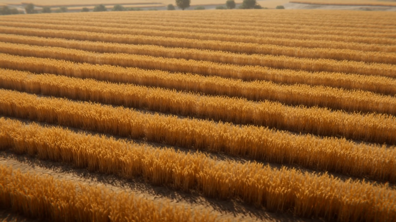 Whole fields stand gold and dry