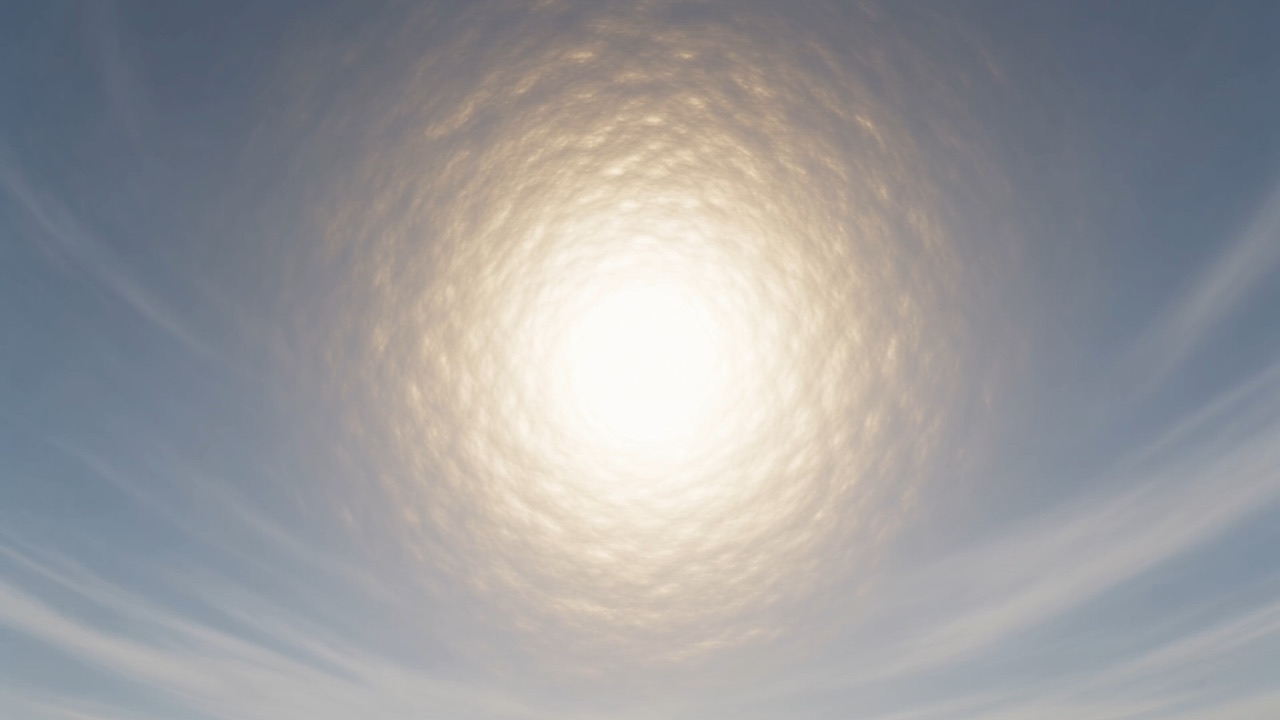 A white sun burns in a bleached sky