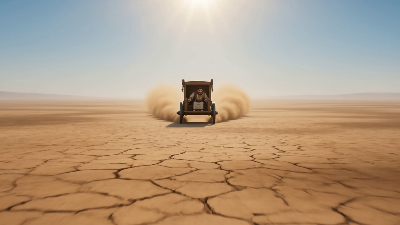Ahab's chariot waits alone on the dead plain