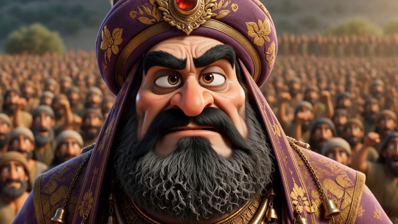 The king's face, furious and cornered
