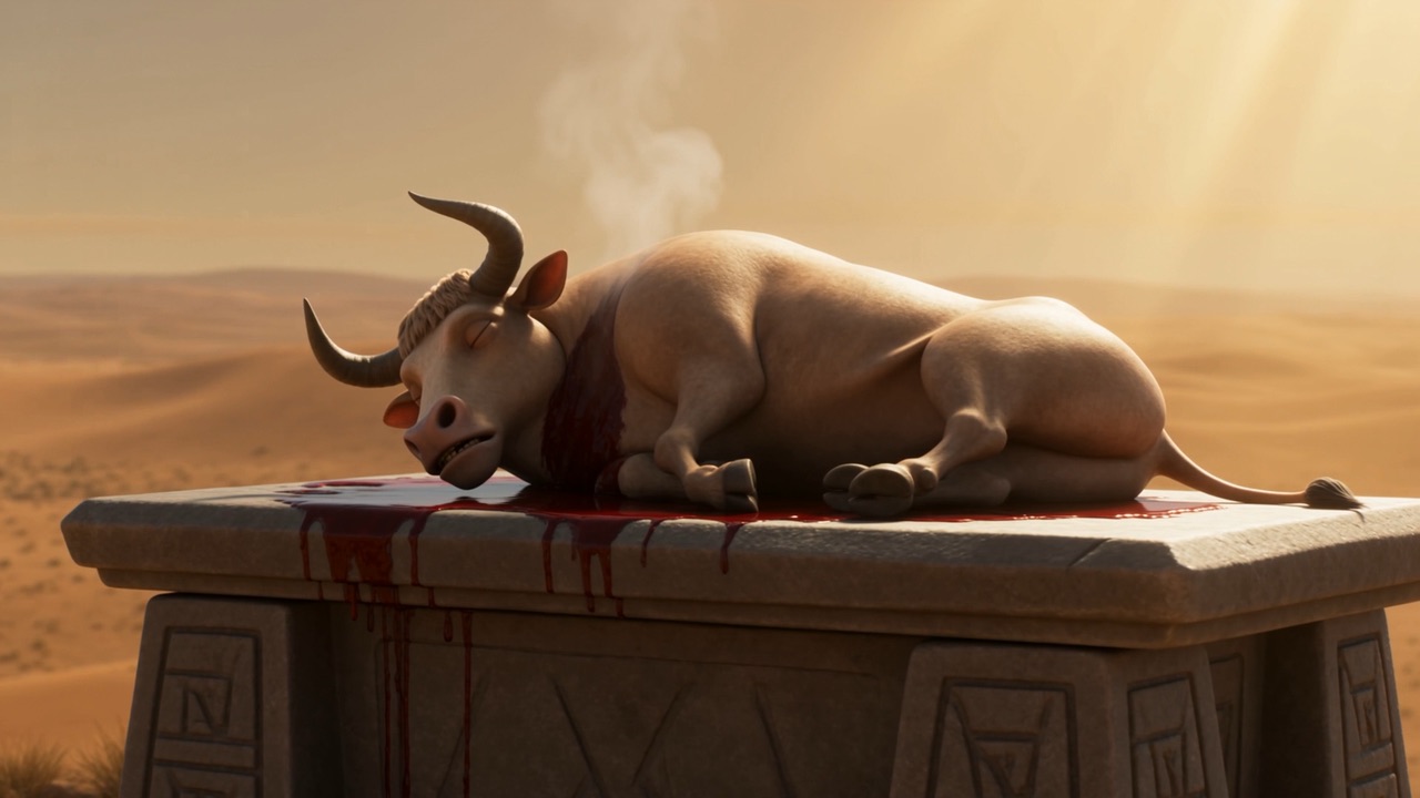 Their bull lies on the altar, untouched, cold