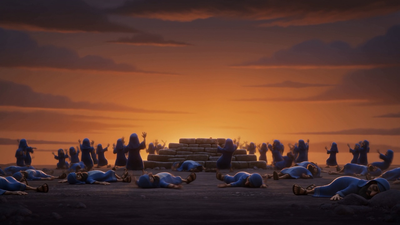 By sunset they lie collapsed around their altar like dropped laundry