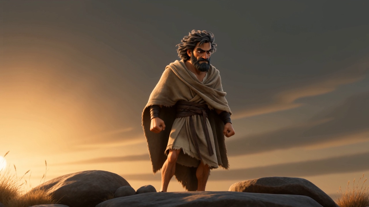 In the last light, Elijah walks to the broken altar of Yahweh