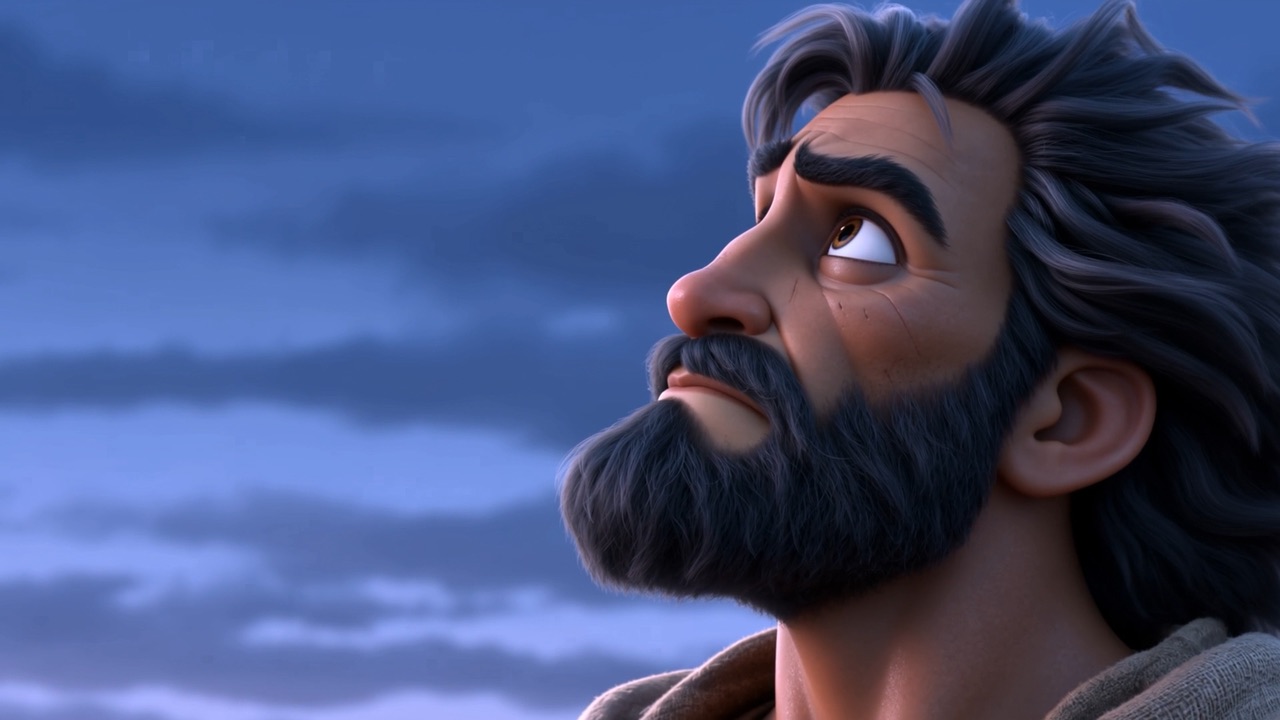 He lifts his face to the darkening sky and prays quietly