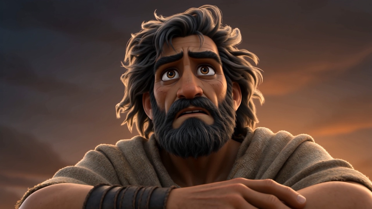 Elijah's face lifting out of exhaustion into hope