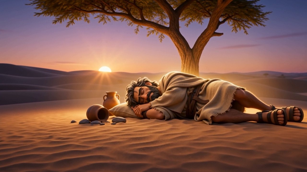 He sleeps on into the night, the jar beside him