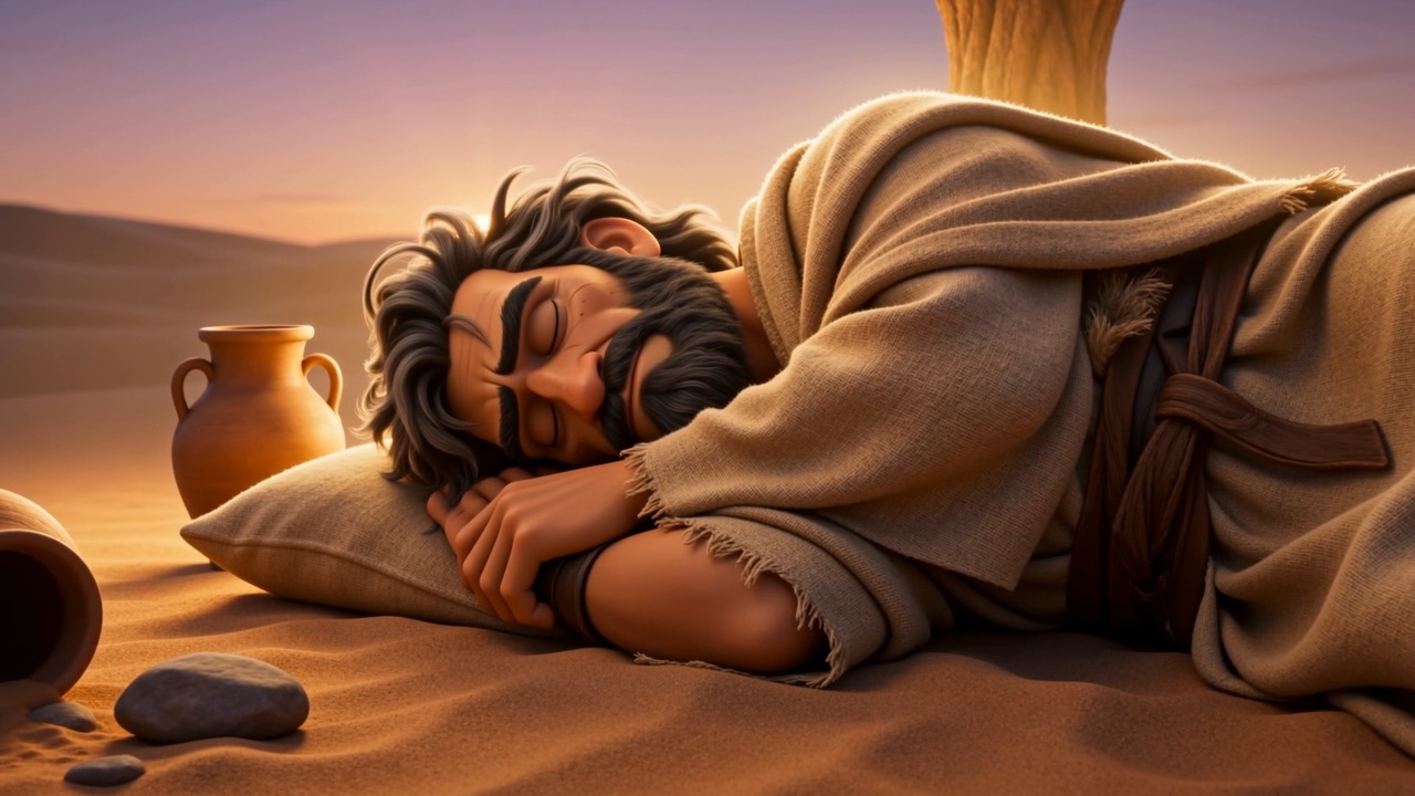 Dawn light finds him still curled under the tree
