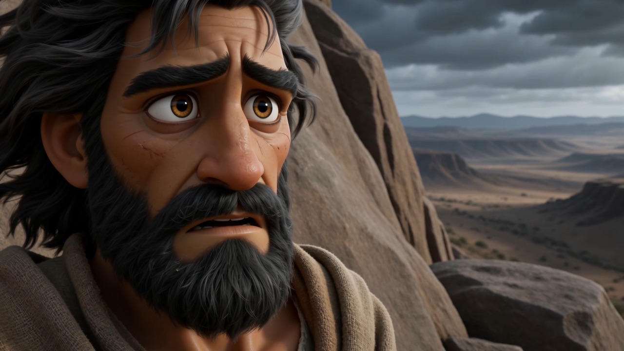 His face, listening — and nothing