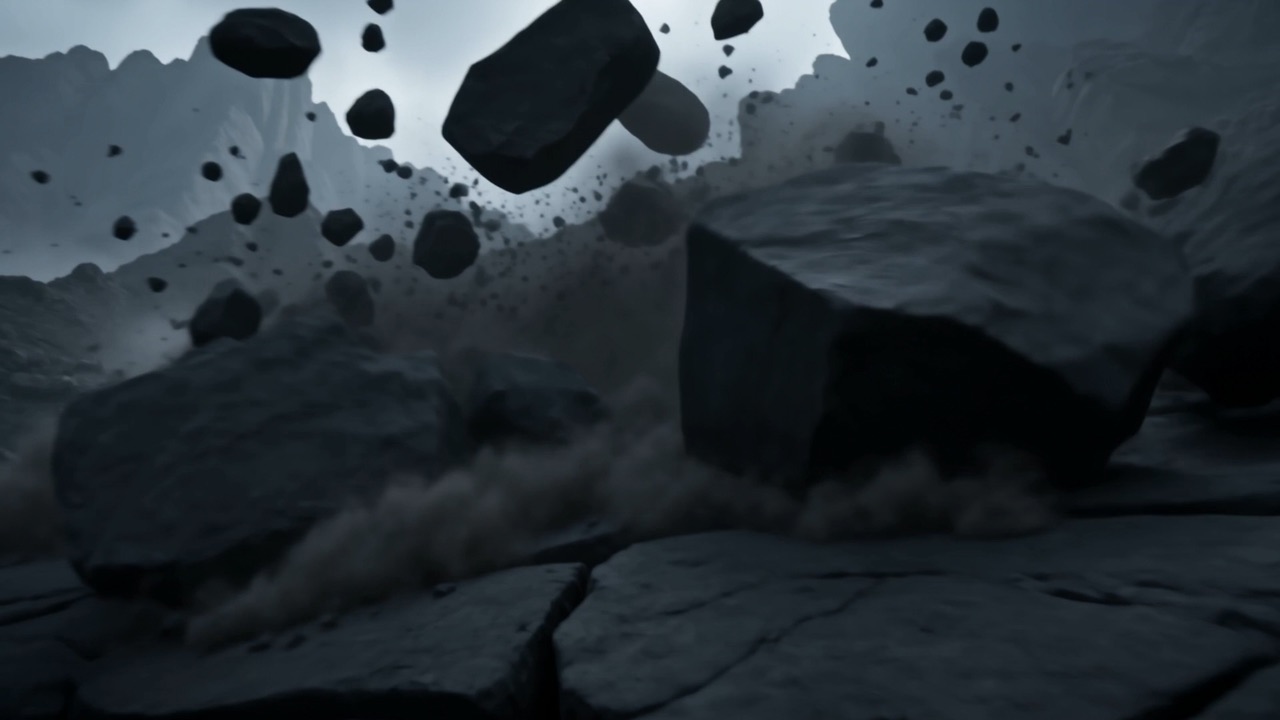 Rock splits and lifts in the shaking