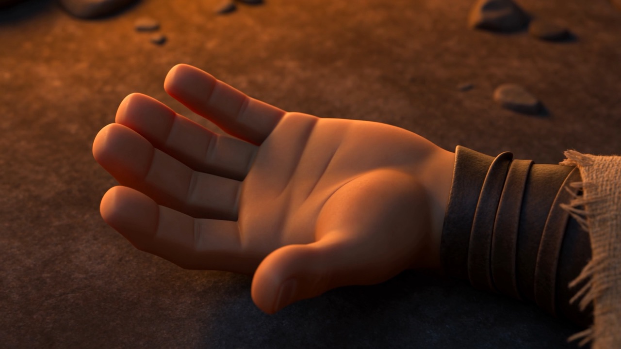 The fist opens into a flat, empty hand