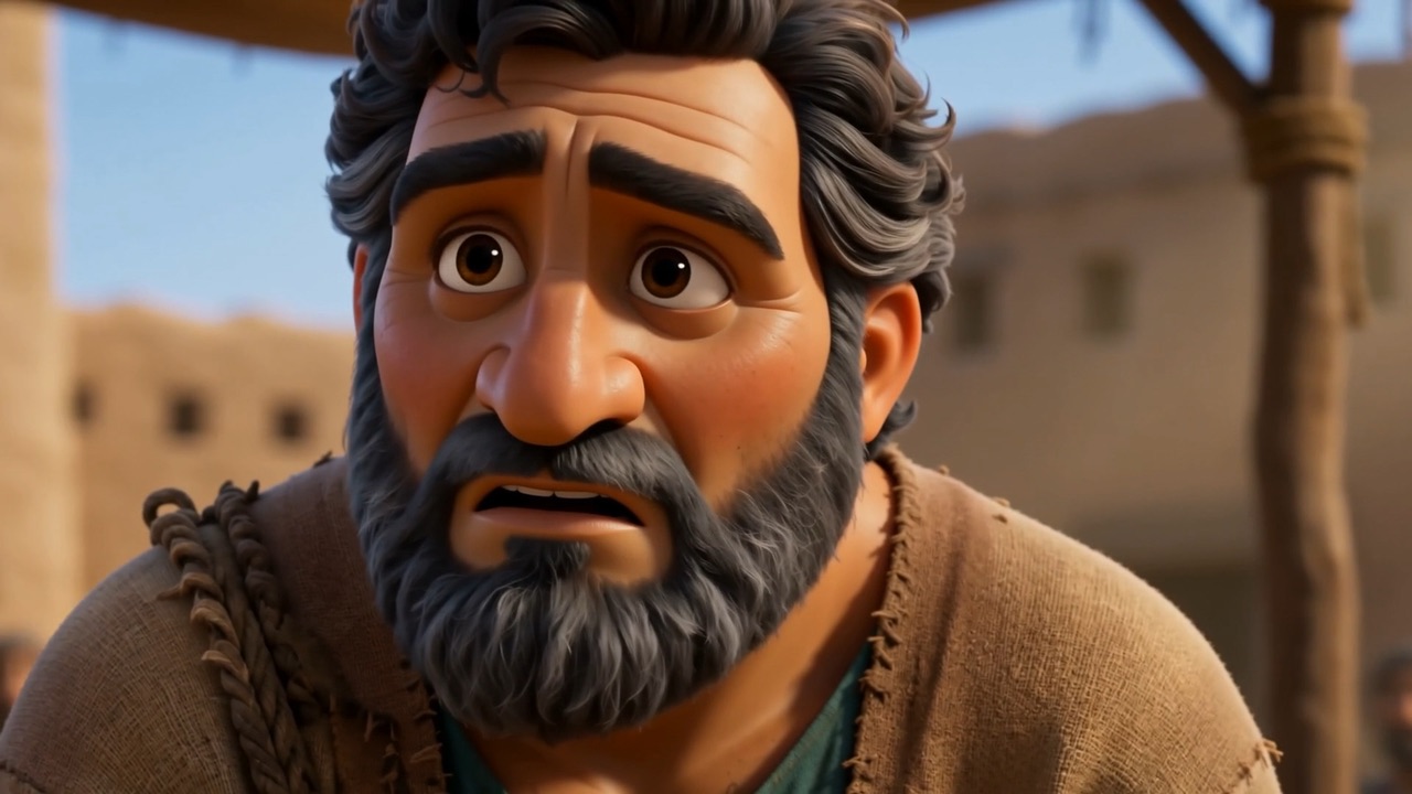 Naboth's face as he understands what is happening