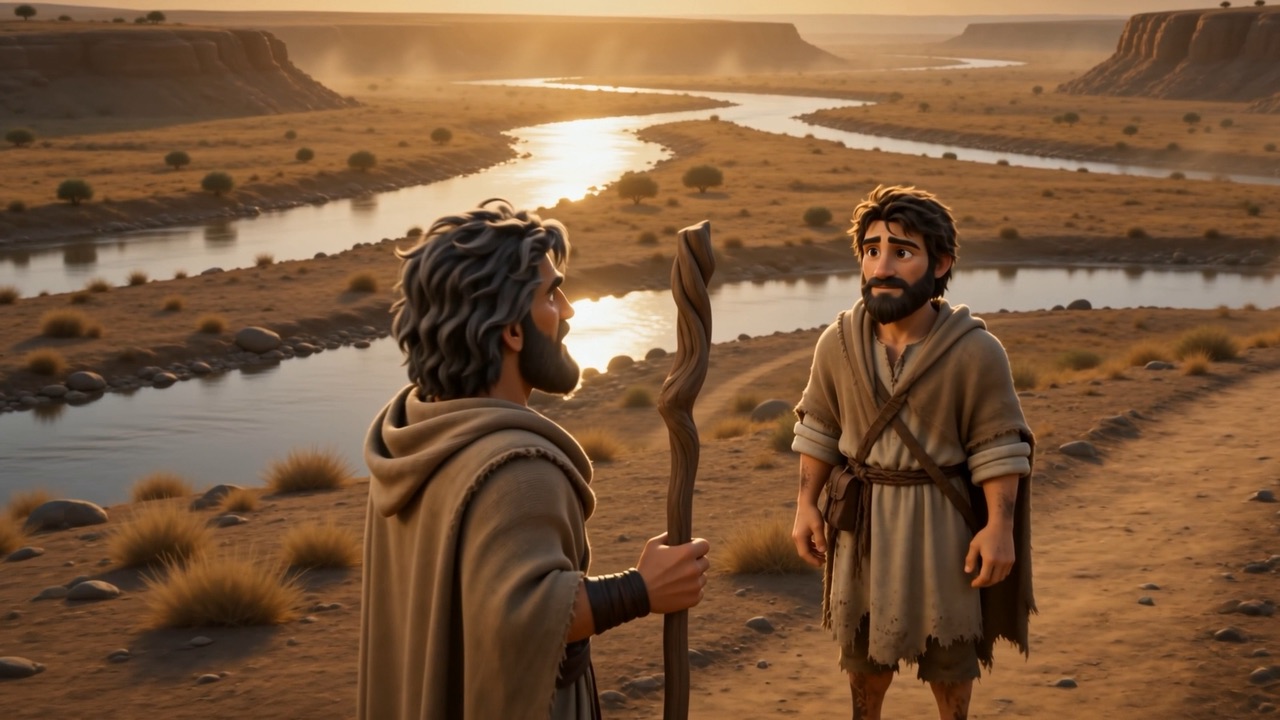 Elijah turns to Elisha on the road — stay here