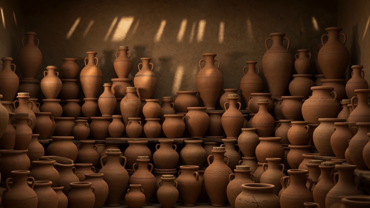 Shelves and shelves of borrowed pottery