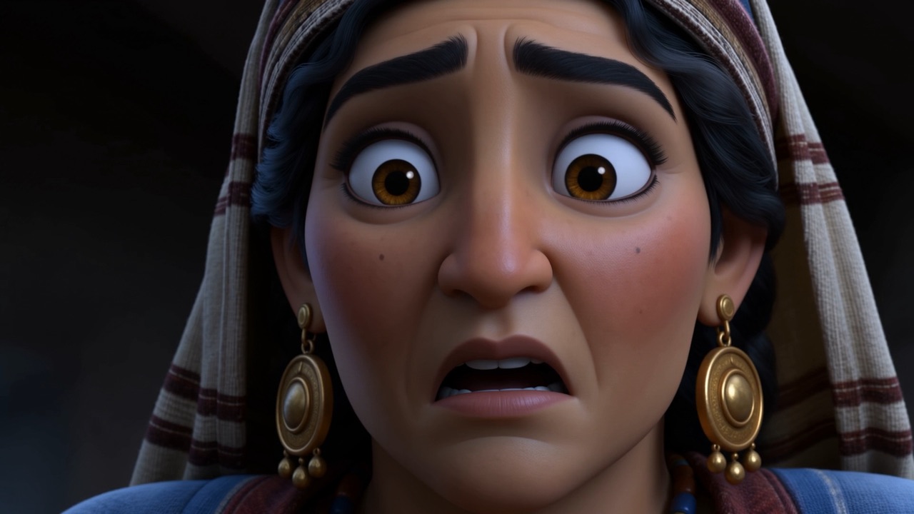 The mother's expression changes