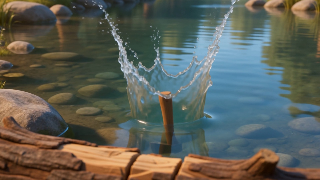 A splash, and rings spreading