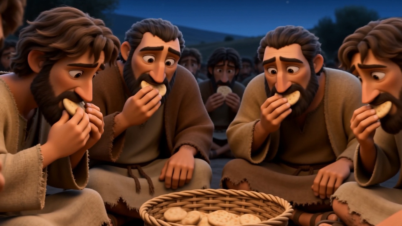 Everyone eating, talking, at ease
