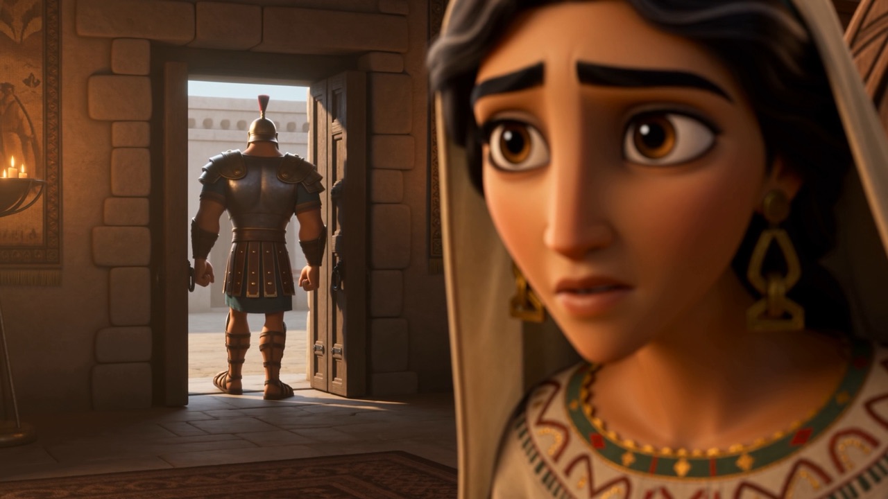 She turns to tell him