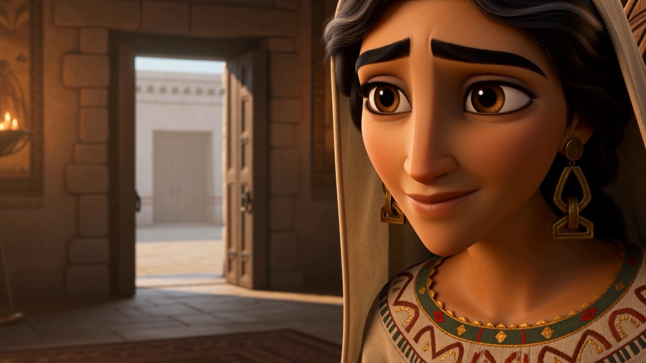 The girl watches from the side of the room