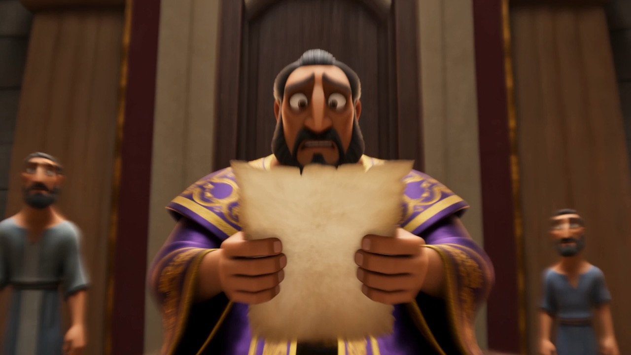 The king reads a letter and goes pale