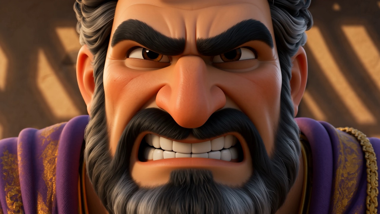 Close on a face going from shock to fury