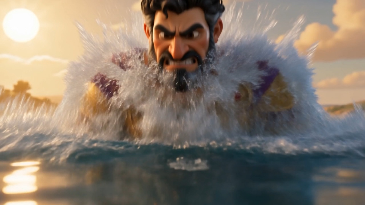 An enormous splash in the shallows