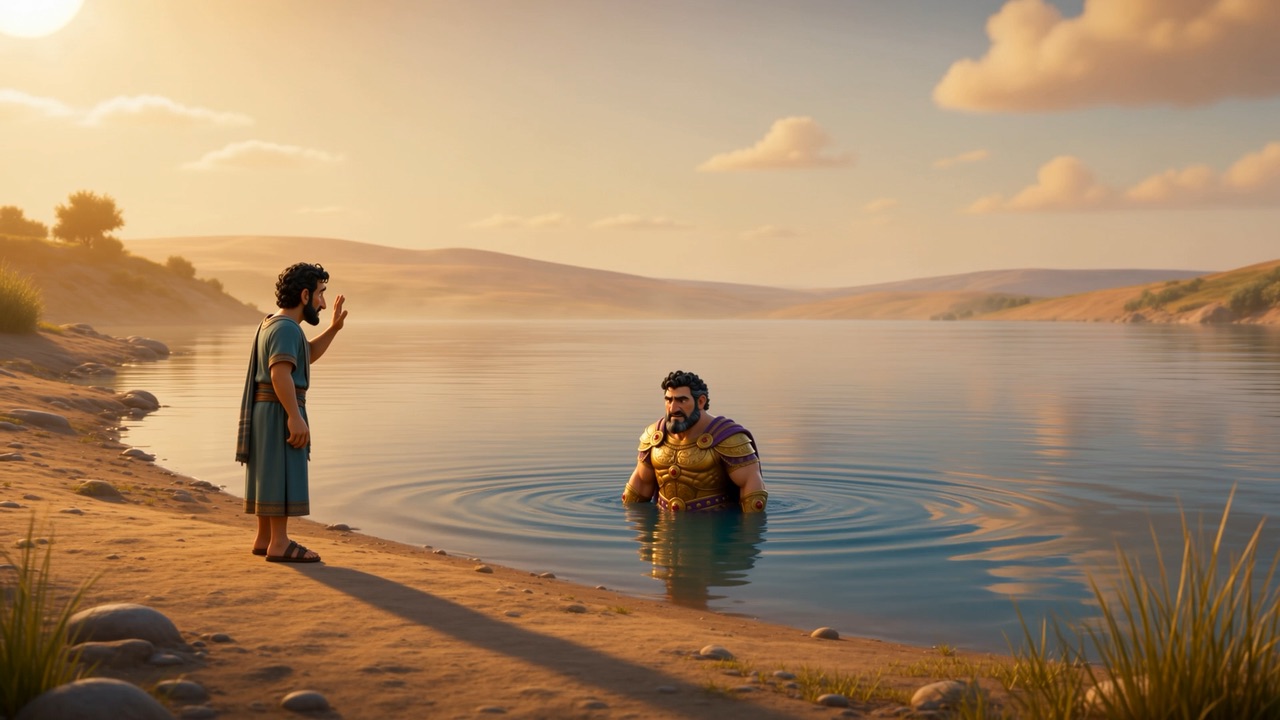 The two of them, far apart, at the water's edge