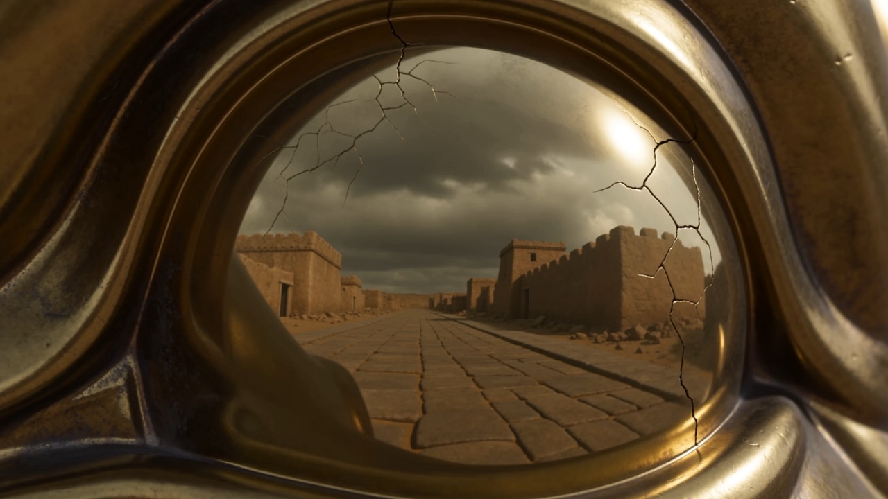 Its eye, and the empty street reflected in it
