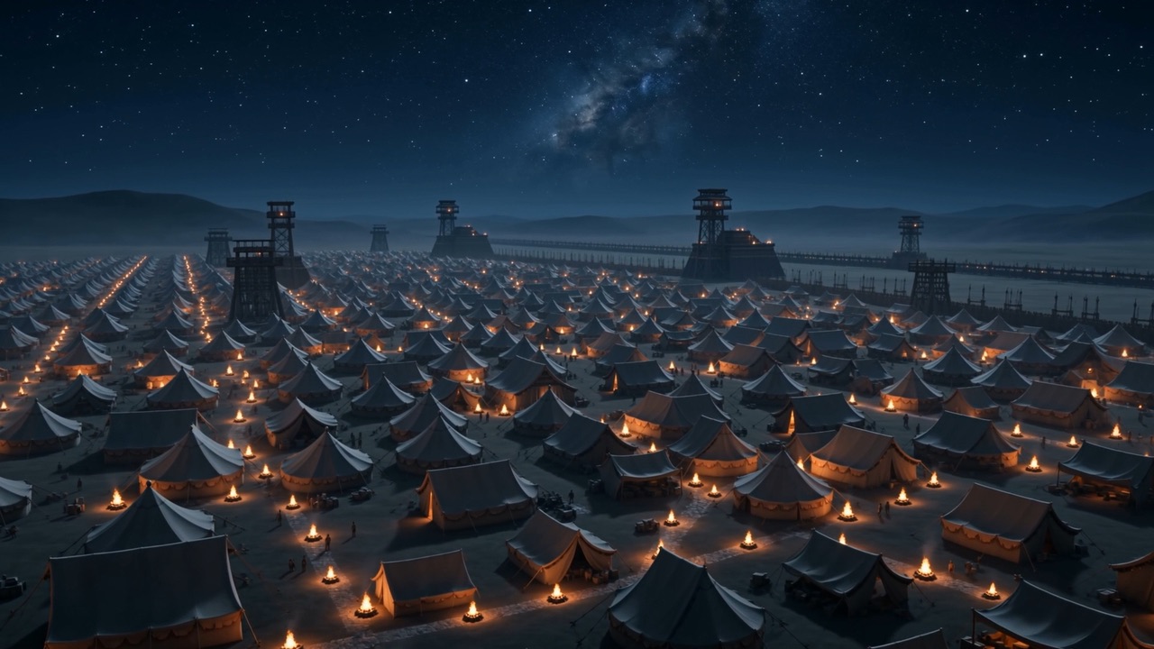 Seen from above — a city made of canvas