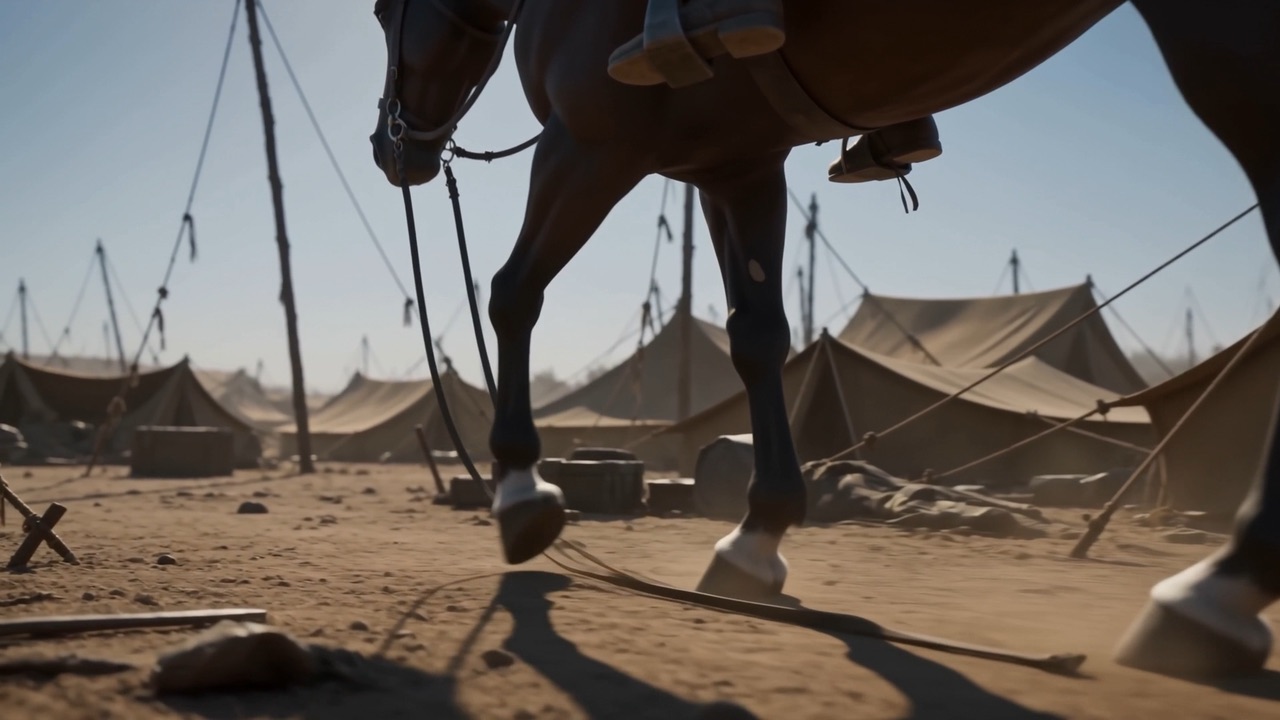 Hooves, and a dragging rein
