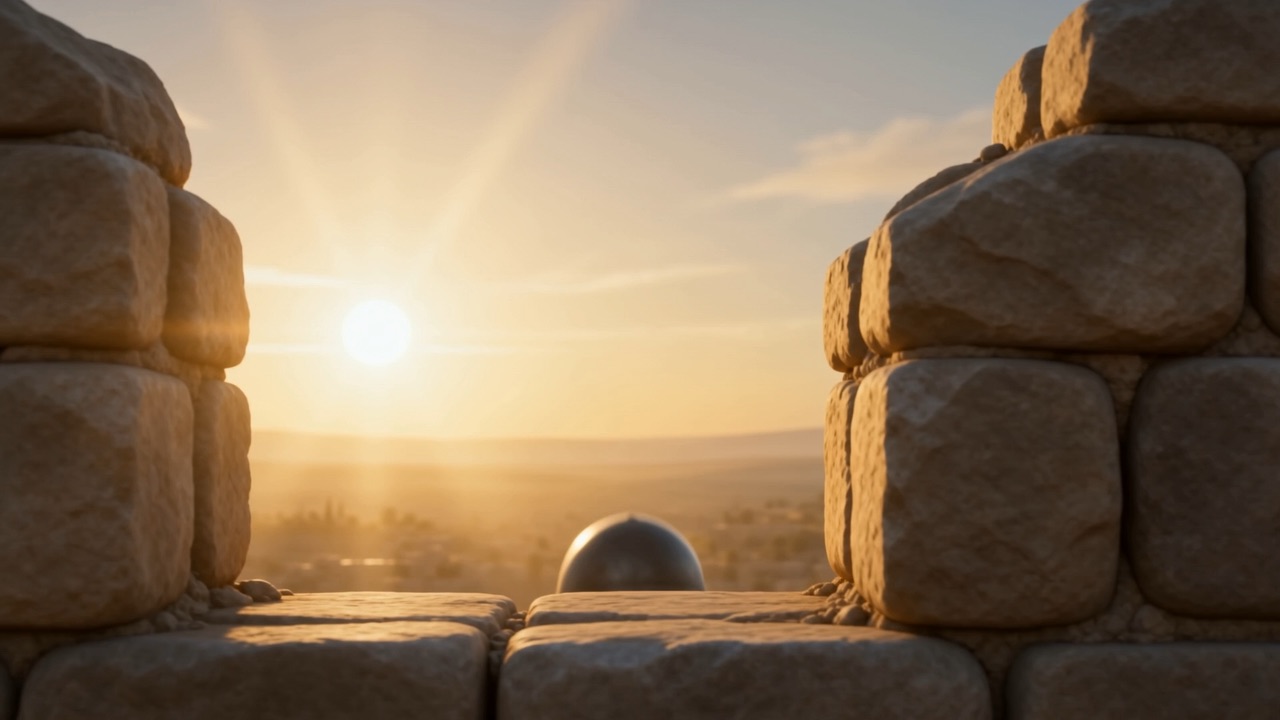 On the wall, defenders squinting into the sunrise