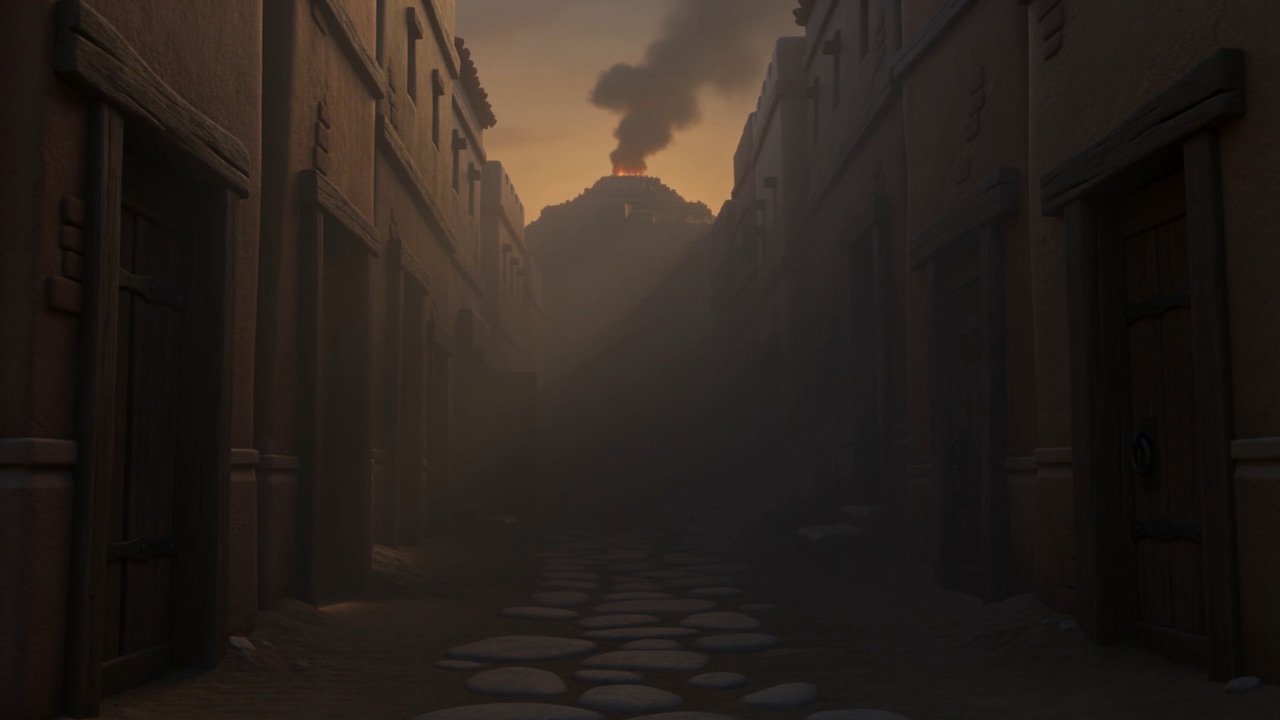The high place burning on the hill above the city