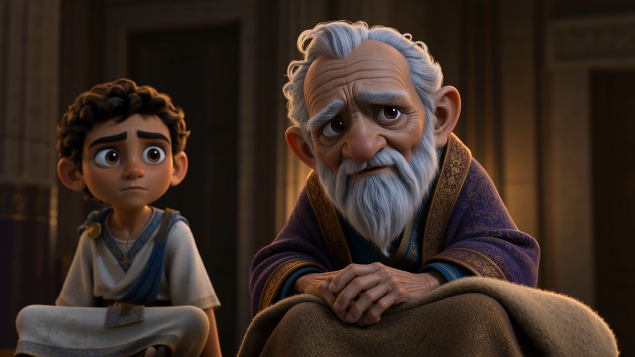 An old counsellor and the boy sitting together
