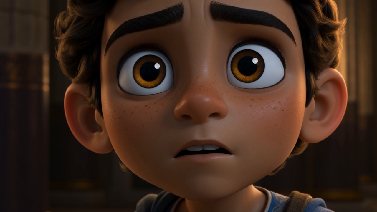 The boy's face, listening hard