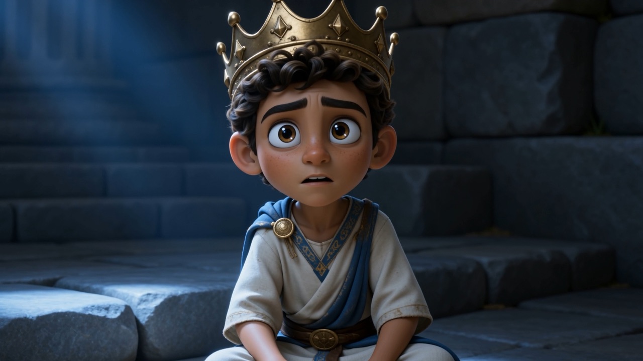 The boy hugs his knees