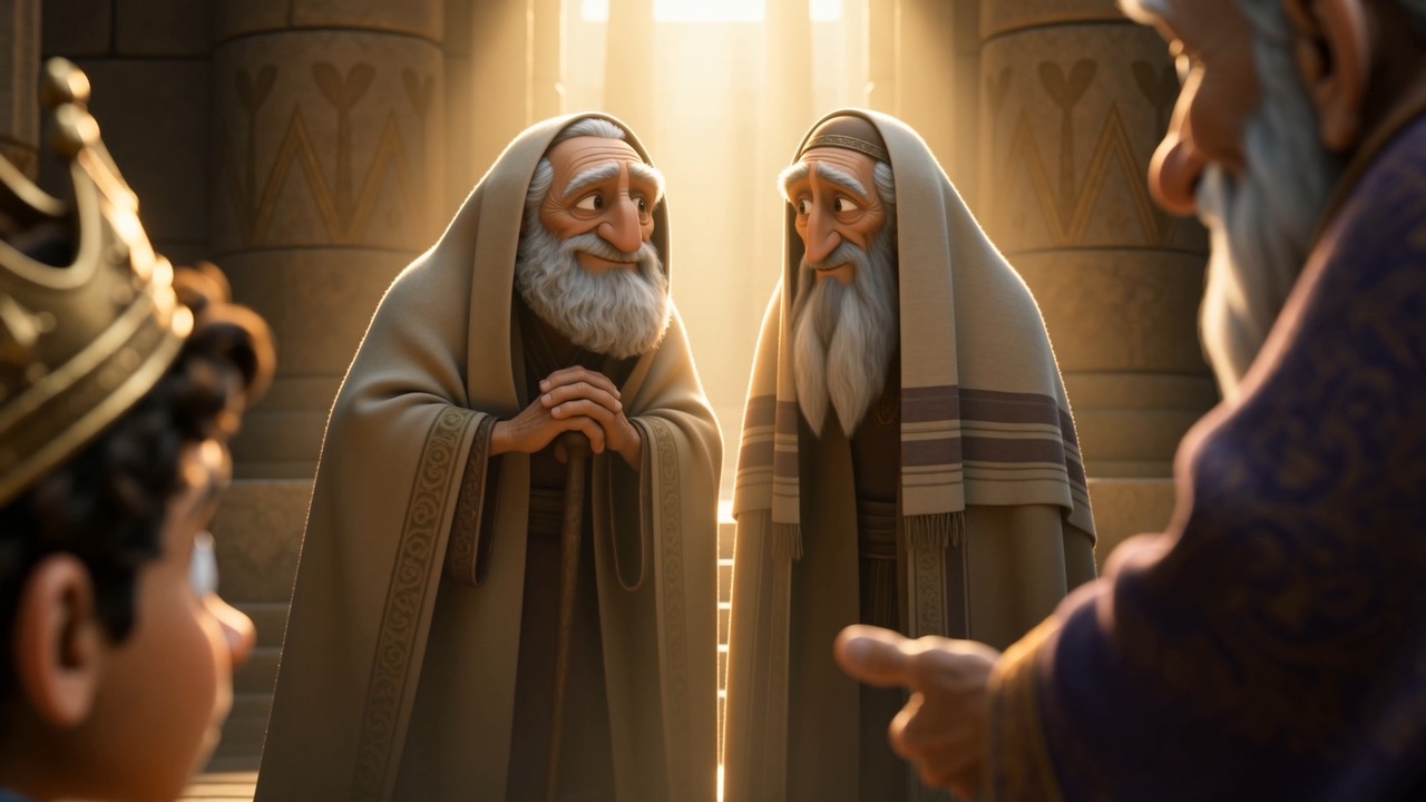 Light from a high window across the three of them