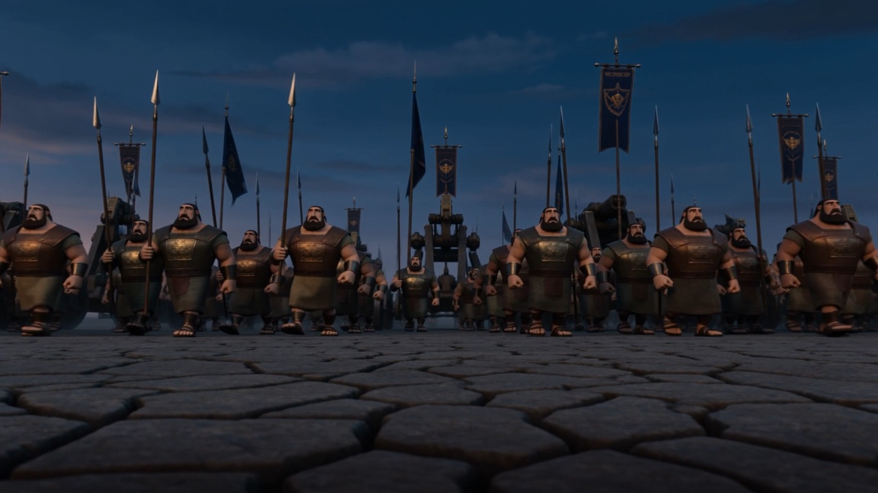 Rank on rank of armoured infantry, unmoving