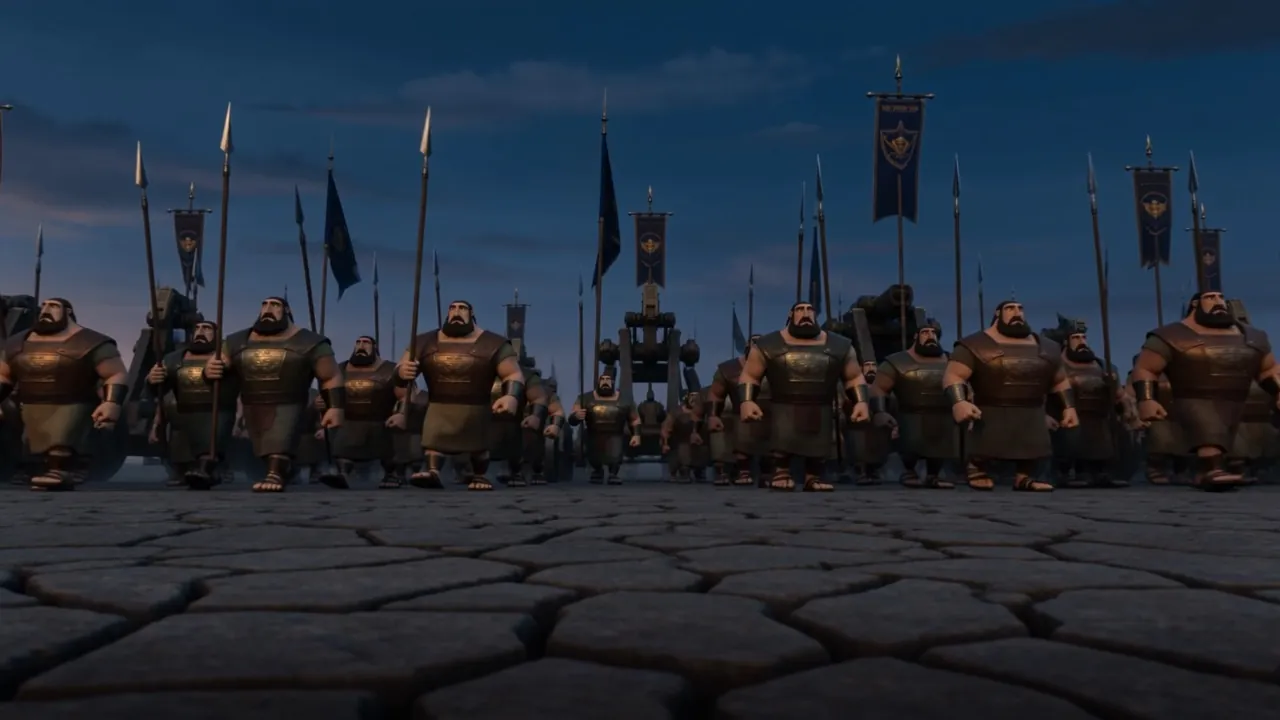 Rank on rank of armored infantry, unmoving