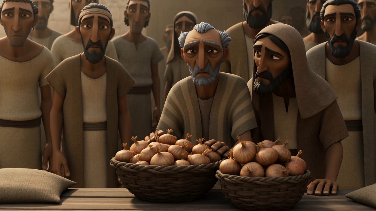 A basket holding a few small onions