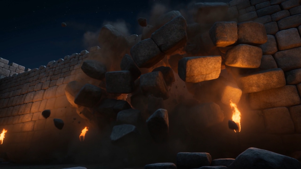 Blocks come away and fall