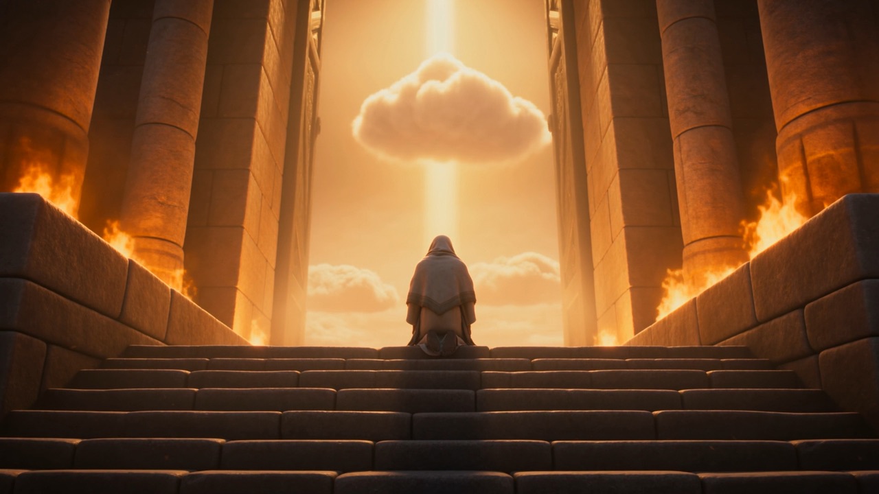 The cloud, glowing, where the glory used to stand