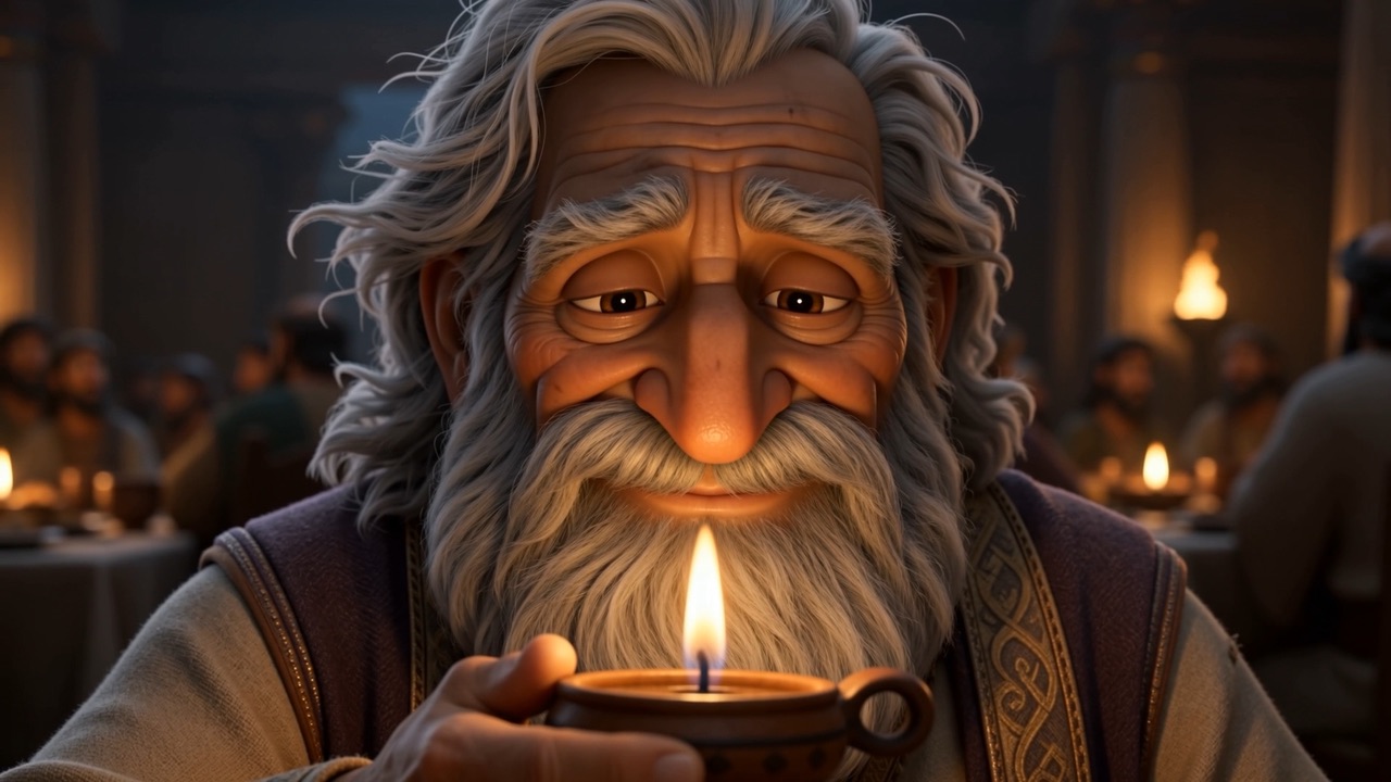 He holds it, looking at it