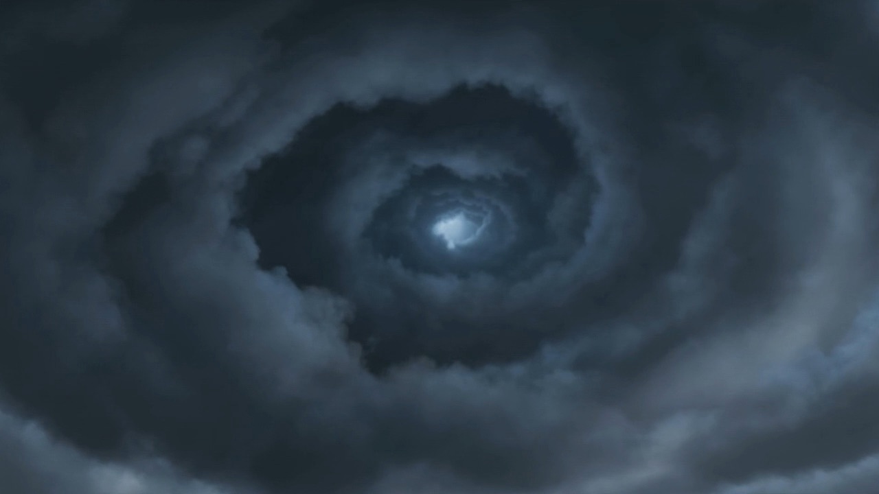 The cloud turning slowly into a spiral