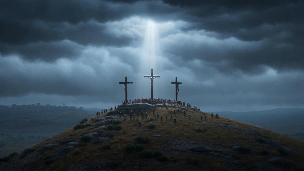 Three crosses, one beam, and a whole city not looking