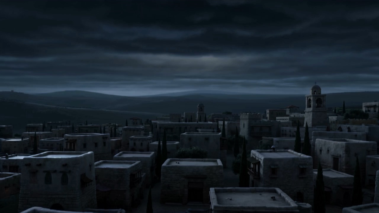 Jerusalem's rooftops in the dark