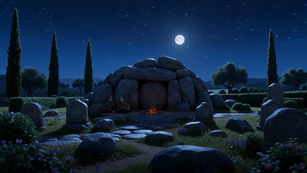 Stars over the rock, nothing moving