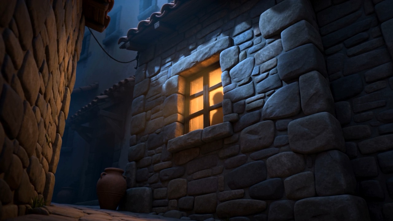 Warm light, and shapes moving behind it