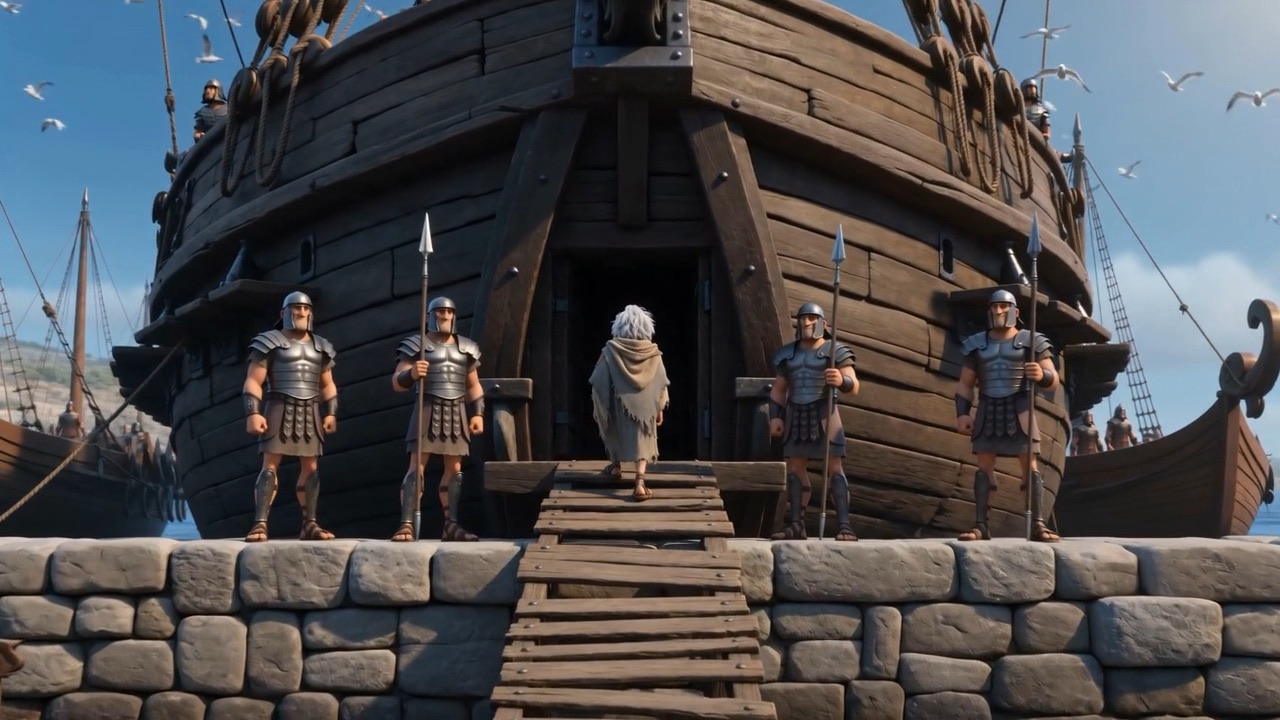 A ship waiting at the end of the stones