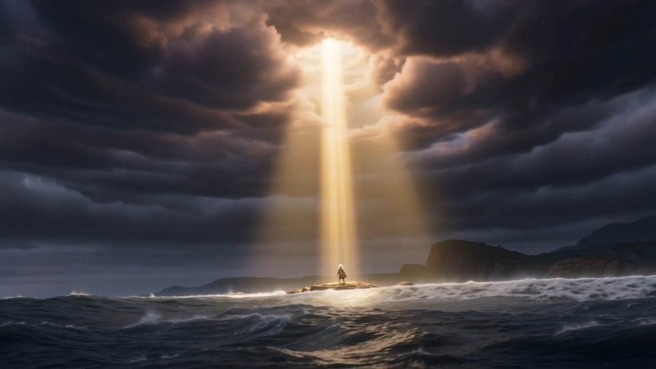 A shaft of gold opens in the cloud