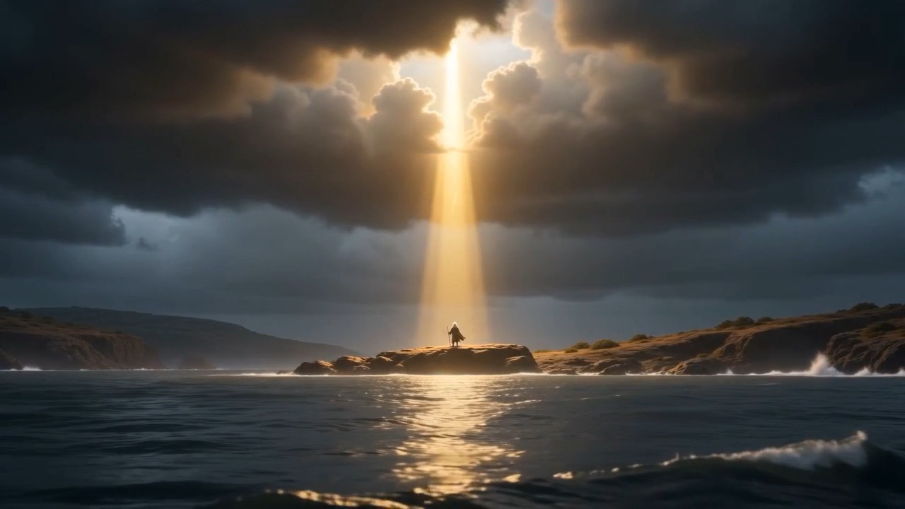 The beam, from far out at sea
